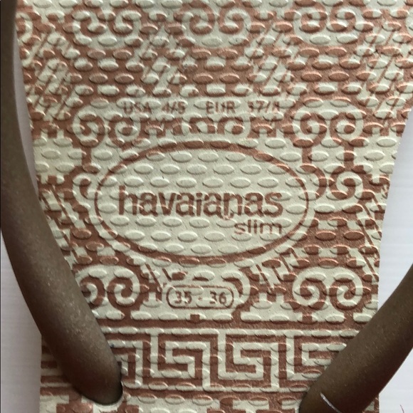 White & Gold Havaianas Slim Flip Flops - Picture 5 of 5